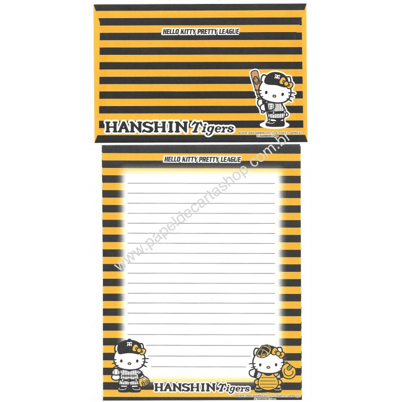 Ano 2003. Conjunto de Papel de Carta Gotōchi Kitty HANSHIN Tigers Sanrio