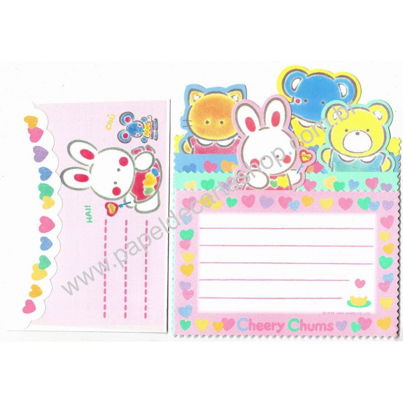 Ano 1994. Conjunto de Papel de Carta Antigo Cheery Chums Candy Sanrio