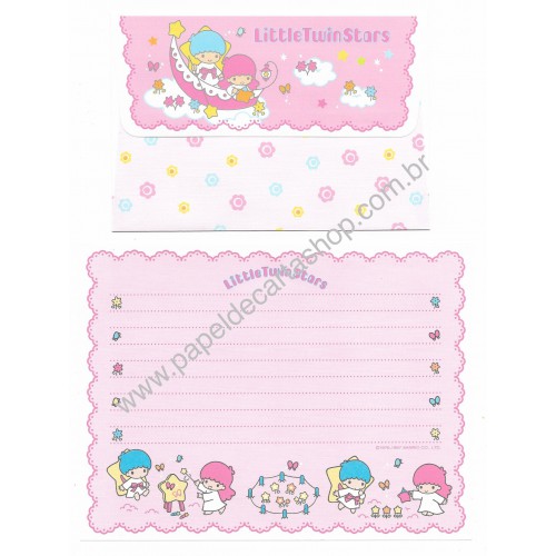 Ano 1997. Conjunto de Papel de Carta Antigo Little Twin Stars Sanrio