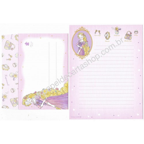 Kit 2 Conjuntos de Papéis de Carta Disney Rapunzel Sun-Star Japan