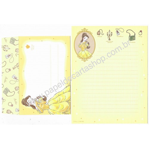 Kit 2 Conjuntos de Papéis de Carta Disney Belle Sun-Star Japan