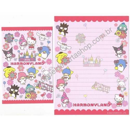 Ano 2023. Kit 2 Conjuntos de Papel de Carta Harmonyland Sanrio