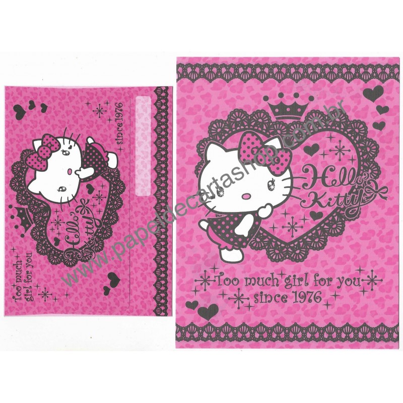 Ano 2011. Conjunto de Papel de Carta Hello Kitty Too Much CRS Sanrio