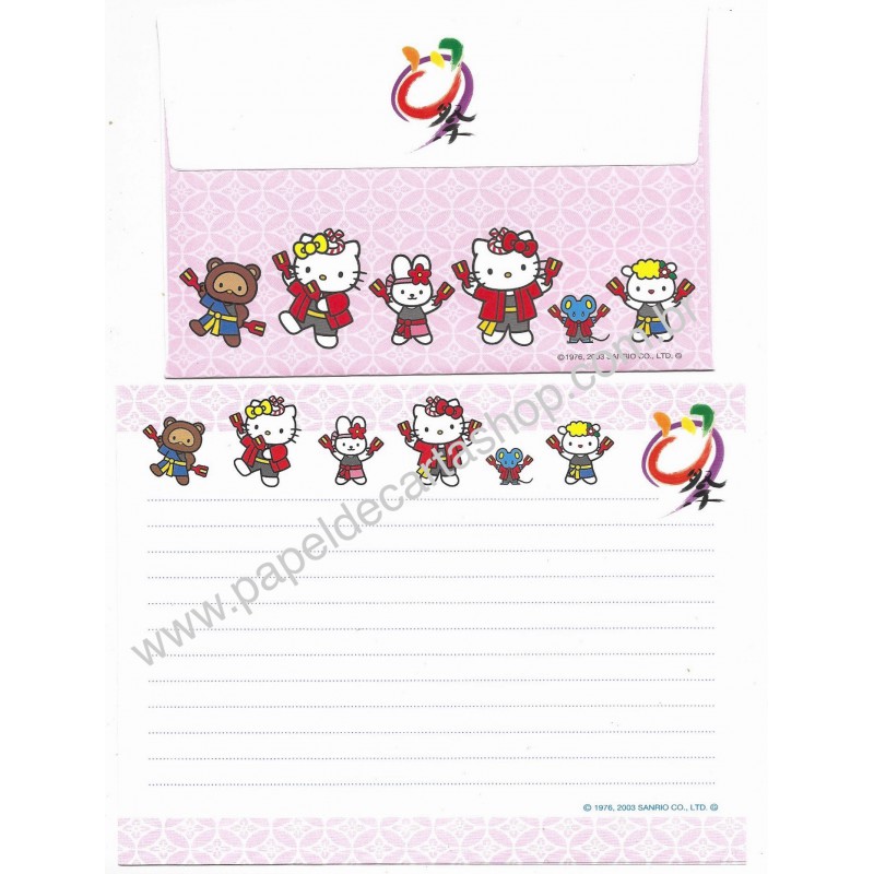 Ano 2003. Conjunto de Papel de Carta Hello Kitty Japan Sanrio