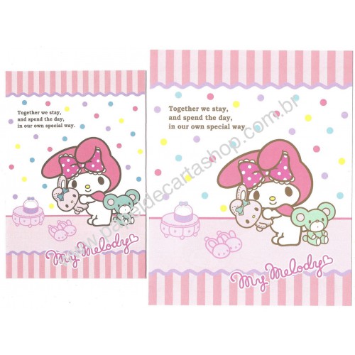 Ano 2015. Conjunto de Papel de Carta My Melody Together Sanrio