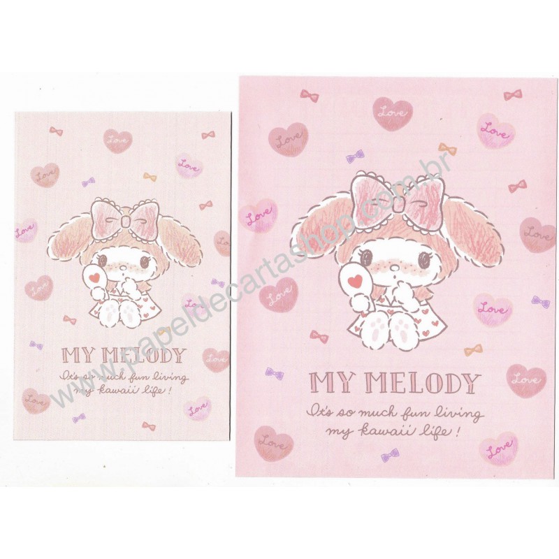 Ano 2021. Conjunto de Papel de Carta My Melody Kawaii Life Sanrio