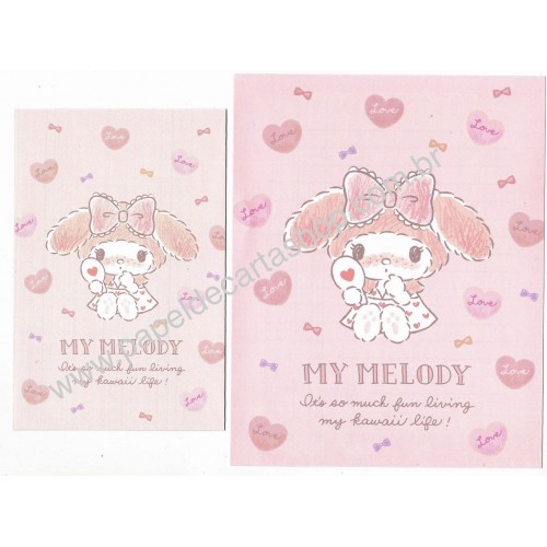 Ano 2021. Conjunto de Papel de Carta My Melody Kawaii Life Sanrio