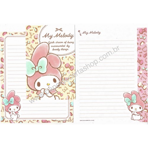 Ano 2014. Kit 2 Conjuntos de Papel de Carta My Melody Girls Dream Sanrio