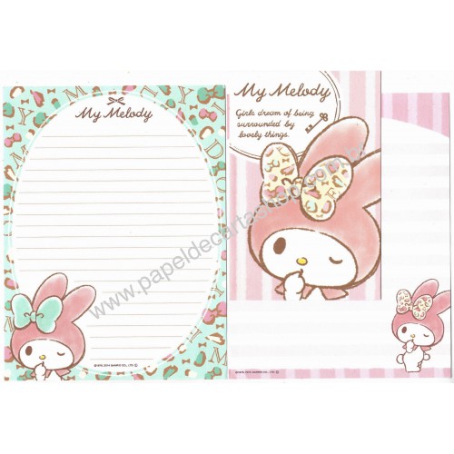 Ano 2014. Kit 2 Conjuntos de Papel de Carta My Melody Girls Dream Sanrio