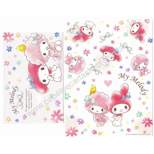 Ano 2016. Kit 2 Conjuntos de Papel de Carta My Melody & Piano Sanrio