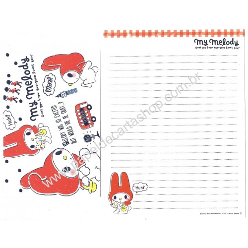 Ano 2016. Kit 2 Conjuntos de Papel de Carta My Melody London Sanrio