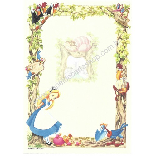 Conjunto de Papel de Carta VINTAGE Disney Alice in Wonderland DUPLA