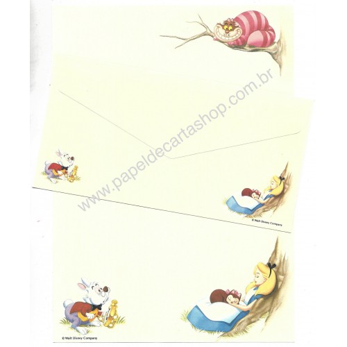 Conjunto de Papel de Carta VINTAGE Disney Alice in Wonderland DUPLA