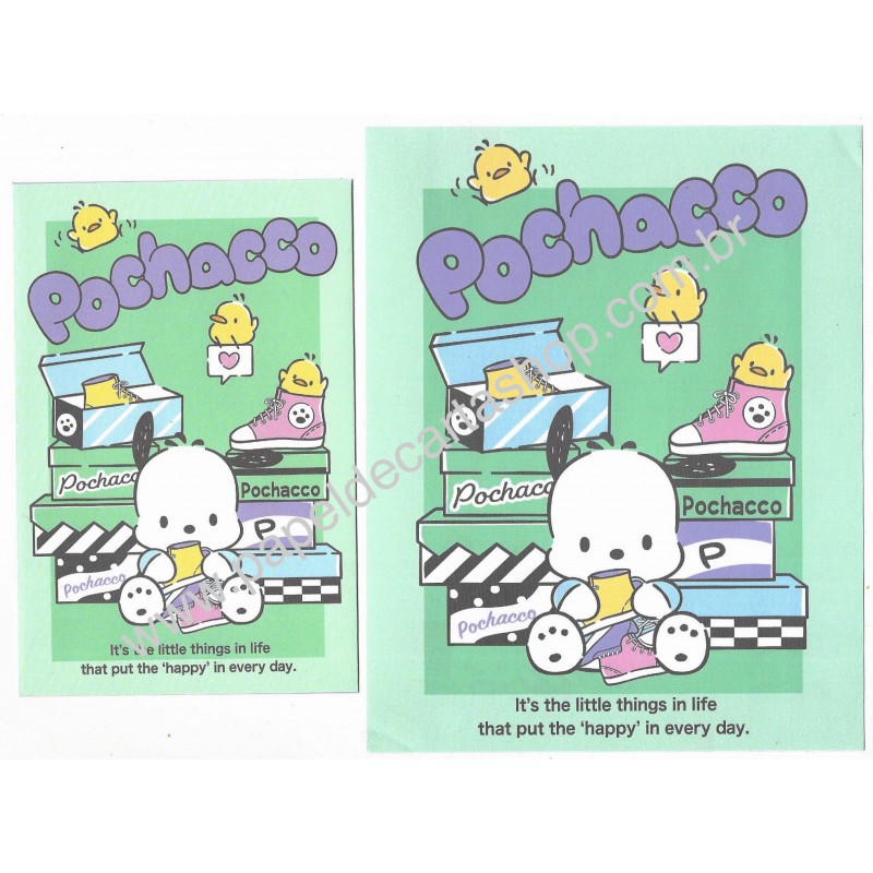 Ano 2022. Conjunto de Papel de Carta Pochacco Every Day Sanrio