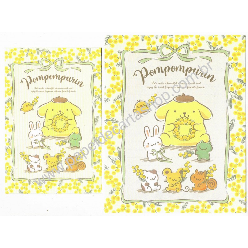 Ano 2022. Conjunto de Papel de Carta Pompompurin Sanrio