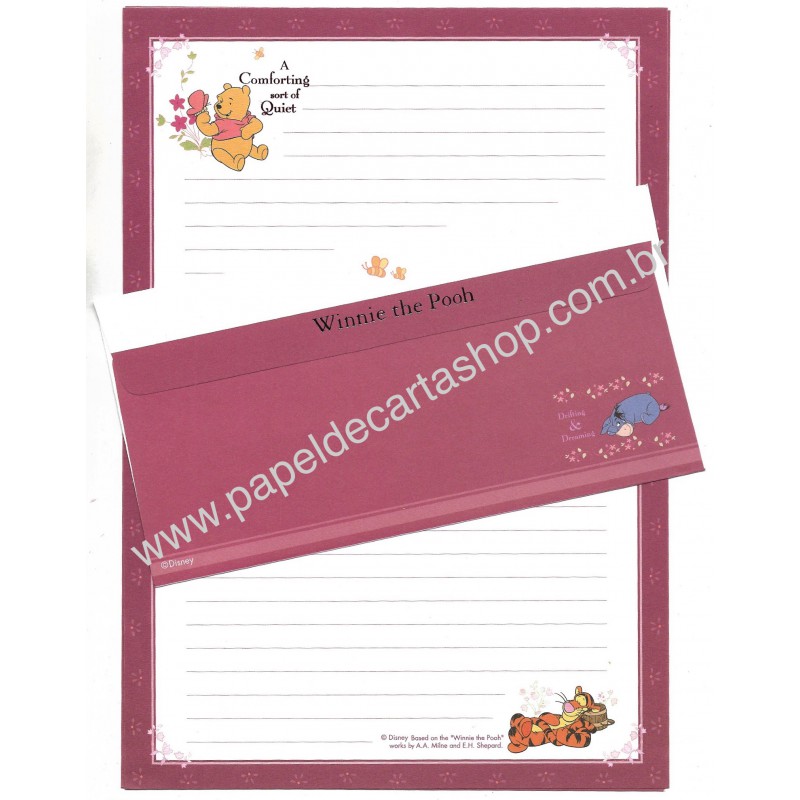 Conjunto de Papel de Carta Antigo Pooh Sort of Quiet Disney