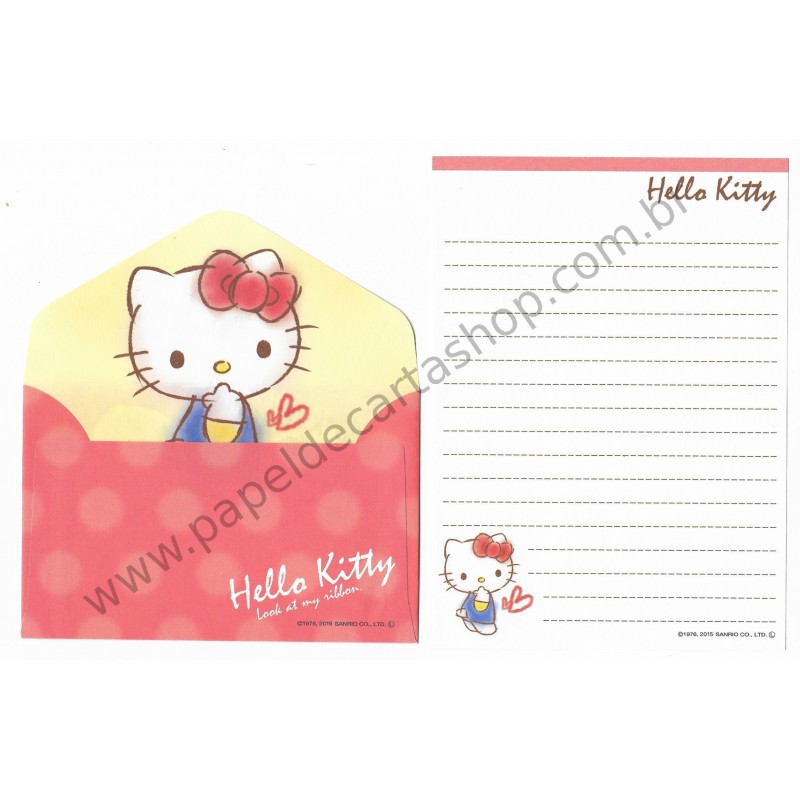 Ano 2015. Kit 2 Conjuntos de Mini-Papel de carta Hello Kitty CLA Sanrio