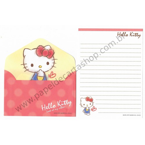 Ano 2015. Kit 2 Conjuntos de Mini-Papel de carta Hello Kitty CLA Sanrio