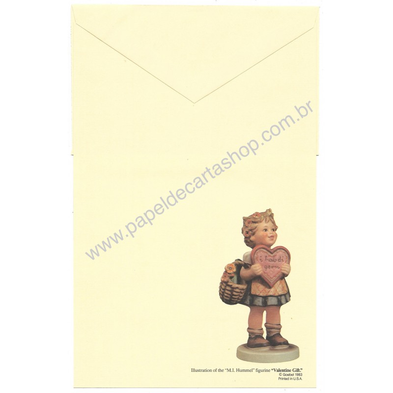 Conjunto de Papel de Carta Antigo Hummel Valentine Gift Goebel 1983