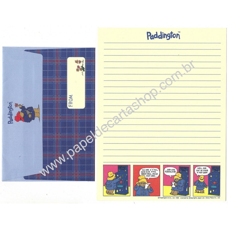 Conjunto de Papel de Carta Antigo Paddington Bear CAZ Sony Plaza Japan